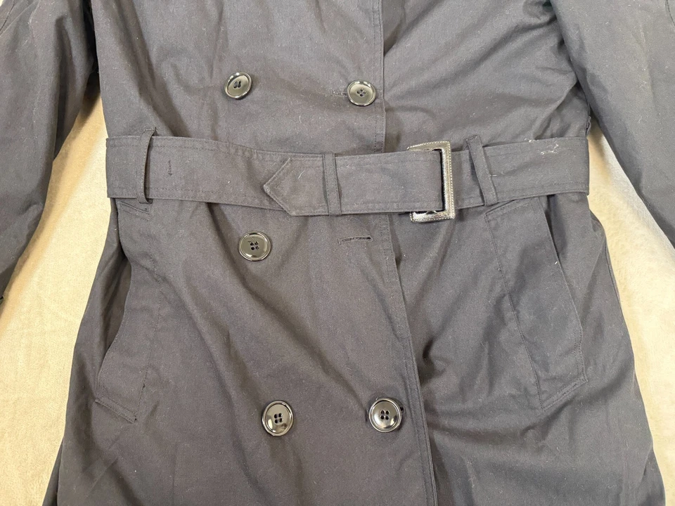 DSCP女式14 L驻军系列全天候风衣黑色双乳房 — 第 3/4 张图片