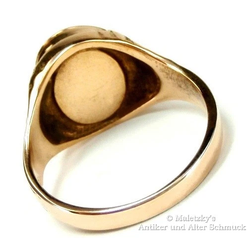 Art Déco Geheimfach Siegel Ring Medaillon Gold auf Silber Herren noch ungraviert - Bild 4 von 4