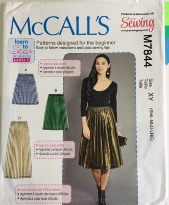 McCalls 7844 Elastic Waist Pleated Skirt Plus Size EASY Ladies