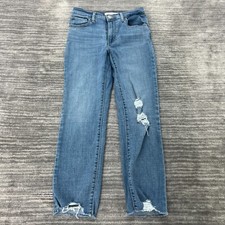 Levis 724 Jeans Size 27 Womens High Rise Straight Crop Medium Wash Blue Denim