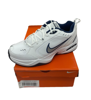 Nike Men's Air Monarch IV Leather Running Shoes White/Navy Size 10