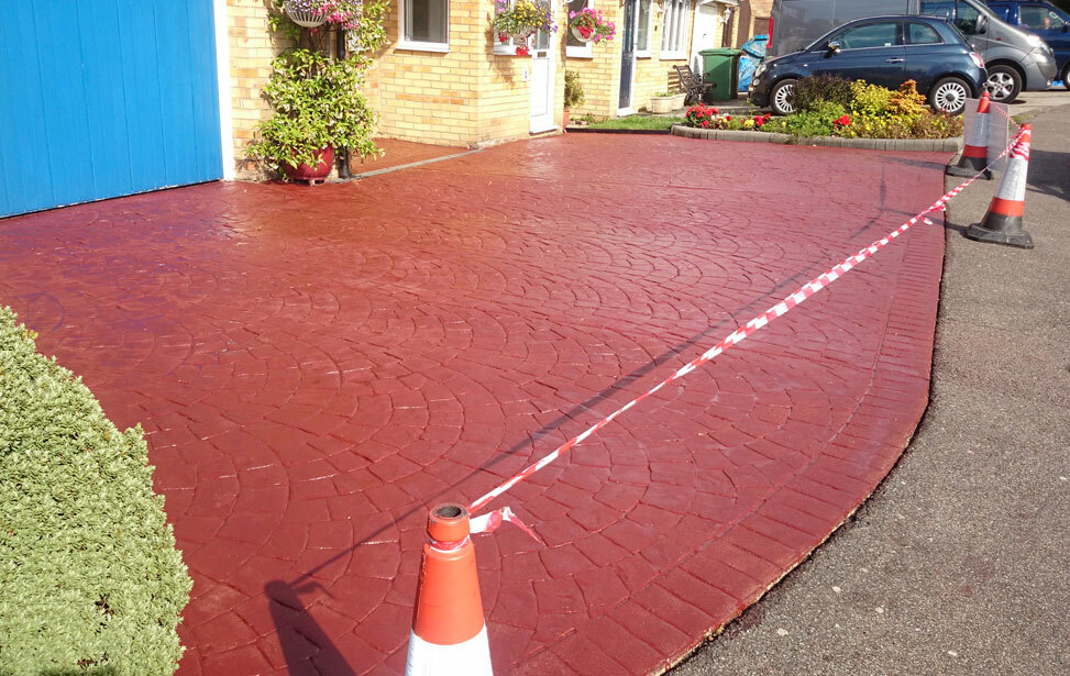Imprinted concrete coloured driveway sealer paint pattern imprint 20