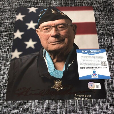 HERSHEL WILLIAMS SIGNED AUTO 8X10 PHOTO MEDAL OF HONOR IWO JIMA BECKETT BAS COA