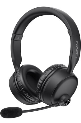 LEVN Wireless Bluetooth Headset with Microphone. AI Noise Cancelling Microphone,