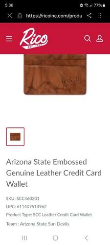 OFFICIAL Rico Arizona State Brown Genuine Leather New in box. RARE - Picture 2 of 2