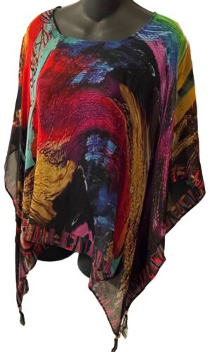 DILEMMA DIPINTO A MANO ARTE DA INDOSSARE PONCHO APERTO ISPIRATO A JONAS, OS+! - Foto 3 di 4