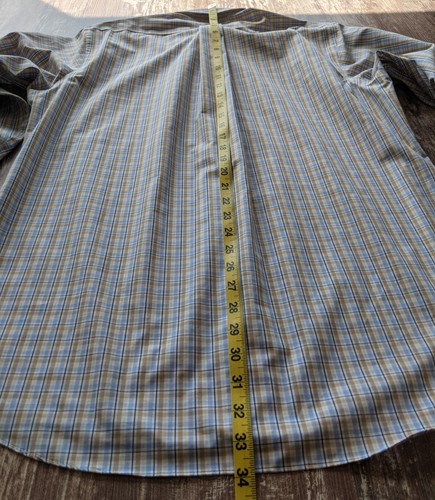 Chaps No Iron Classic Fit Long sleeve Button Shirt 15.5 32-33 Plaid tan blue - Picture 8 of 8