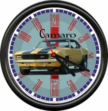 Licensed 1969 Camaro Z28 Yellow Muscle Car General Motors Retro Sign Wall Clock