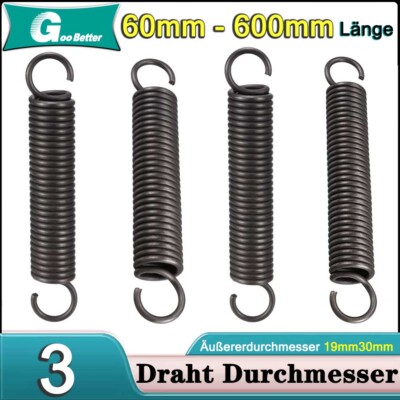 Verlängerte Zugfeder Federstahl - 4mm Draht, 28mm OD, 80mm Länge Doppelhaken