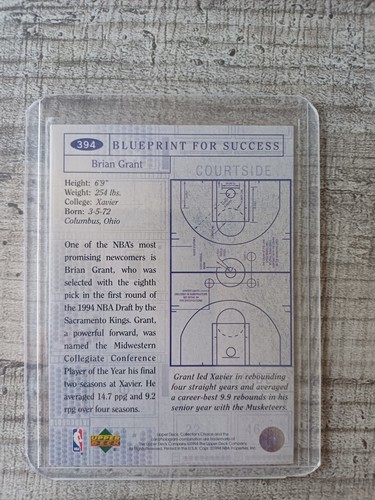 1994-95 Upper Deck Gold Auto Brian Grant Sacramento Kings #398 - Picture 2 of 2
