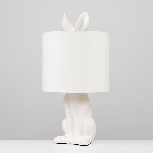 Ceramic Table lamp Rabbit 47.5CM Tall Animal Light Fabric Drum Shade LED Bulb - Picture 15 of 20
