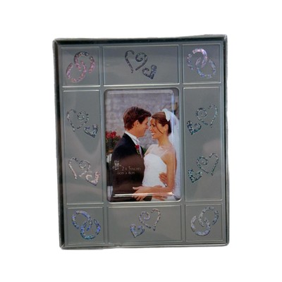 NEW Vintage 21st Century Wedding Silver Hearts Photo Frame 2  x 3  Gift