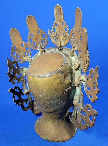Large Bronze/Brass Goddess Tara (the Wisdom Goddess) Head Statue 14.25 Tall - Picture 3 of 10