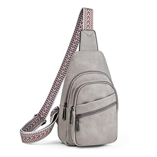 Sling Bag Crossbody Bags for Women Fanny Packs for 2-1 Grey Front Pocket Zipper