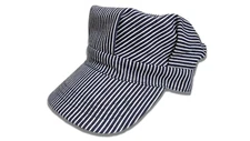 Blue Hickory Striped Train Conductor Engineer Hat