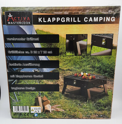 Activa Mastercook Klappgrill Camping 28 x 28 cm Grillfläche verchromt Neu in OVP