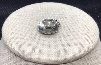 茶 comcom com Vintage Sterling Silver 925 Tea/Coffee Cup Saucer Pendant X872 | eBay