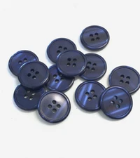 24 Buttons Pearlized Dark Blue Plastic 4-Hole Sew Through Sewing 19 mm #BL12