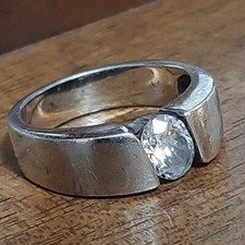 MENS 925 SILVER RING Ring Man SOLITAIRE BRILLIANT CUT