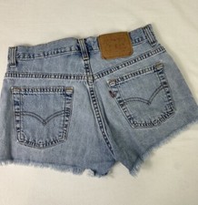 Vintage 80s 90's Levi  s Shorts Cut Off Size 7 Light Wash Red Tab Made In The USA