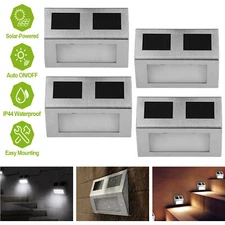 2/4 Pack Solar LED Deck Lights Garden Patio Railing Decks Path Stair Step Lamp