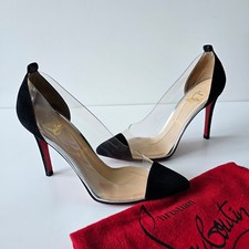 Christian Louboutin Debout 100 Black Suede PVC  Pumps 37 Pigalle So Kate