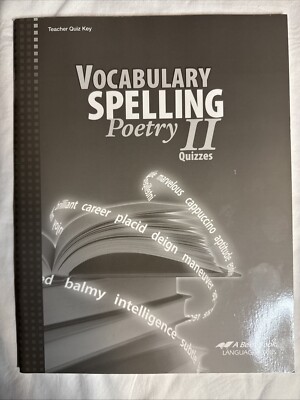 Abeka Vocabulary Spelling Poetry II Teacher Grade 8 Quiz Key 5th Edition