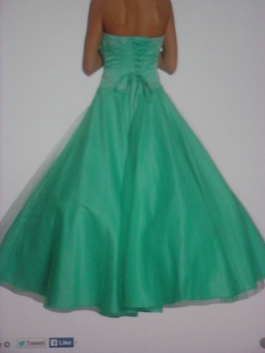 Strapless Aqua Quinceanera Princess Ballroom Prom Gown Dress With Beads - Picture 2 of 4