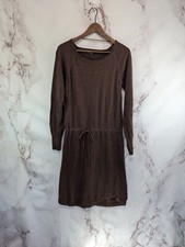 Prana Dress Womens Small Brown Sweater Organic Cotton Long Sleeve Leigh Tie Knee
