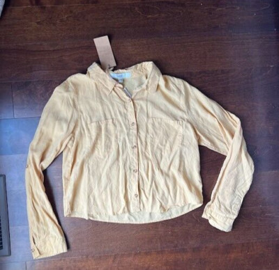 Thread and Supply Yellow Cropped Button Up XL