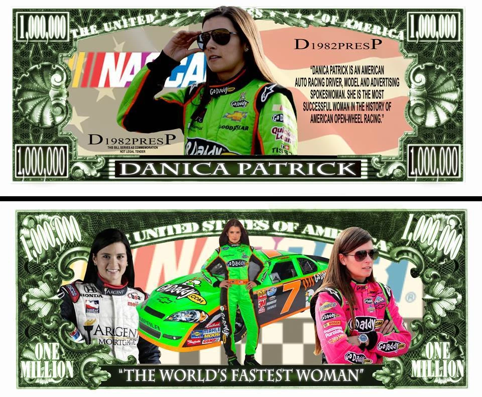 Danica Patrick Million Dollar Bill Play Funny Money Novelty Note + FREE SLEEVE