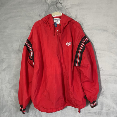 Champion Coors Light Lined Hooded Windbreaker Men's XL Red