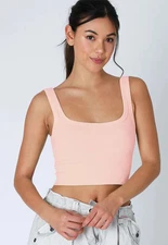 NIKIBIKI - Chevron Rib Crop Top Peachy Pink