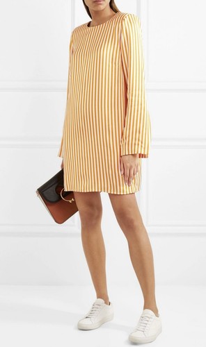 Stunning MAGGIE MARILYN Im Coming Home Dress Orange Striped Mini Ladies Size 8