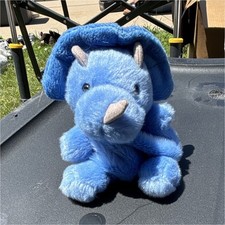 Aurora Palm Pals Blue  Gray Triceratops Plush, Small 6-14 in, Ages 3 