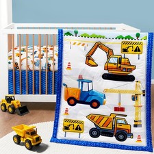 3 Piece Baby Boy Crib Bedding Set Construction Theme Baby Comforter Set for C...