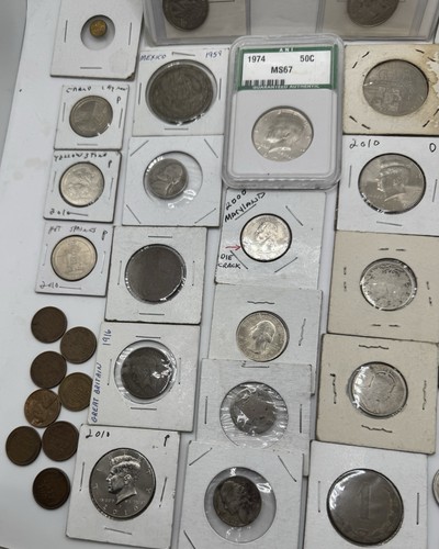 Grande lotto misto monete USA in tutto il mondo non circolate lastra grano penny fustella - Foto 4 di 10