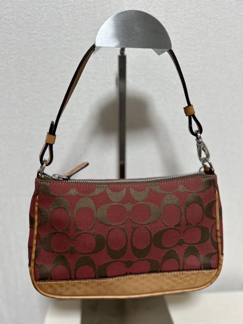 Coach Mini Shoulder Bag Pouch Style 6094 Red & Light Brown