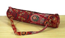 Red Paisley Yoga Mat Carrier Bag Hippie Mandala Cotton Bag With Shoulder Strap