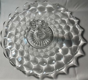Vintage American Fostoria Center Prismatic Glass Serving Tray - Center Handle