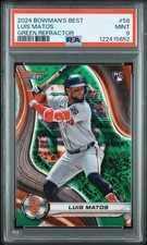 2024 BOWMAN'S BEST GREEN REFRACTOR #58 LUIS MATOS 96/99 PSA 9