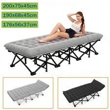 200cm Single Folding Sleeping Cot Guest Bed Outdoor Portable Camping Cots w/ Mat