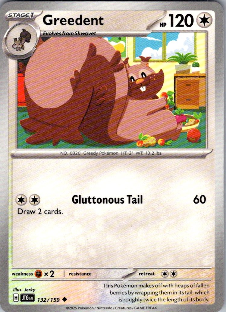 Greedent Journey Together 132/159 Uncommon Pokemon Near Mint