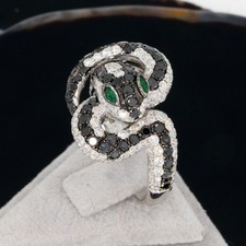 Sale! Wert 6850 € Brillant Diamant Smaragd Ring Schlange 750 18 Karat Weiß Gold
