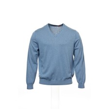 Izod Mens V-Neck Sweater XL Blue Heather Cotton Long Sleeve Pullover Knit Top