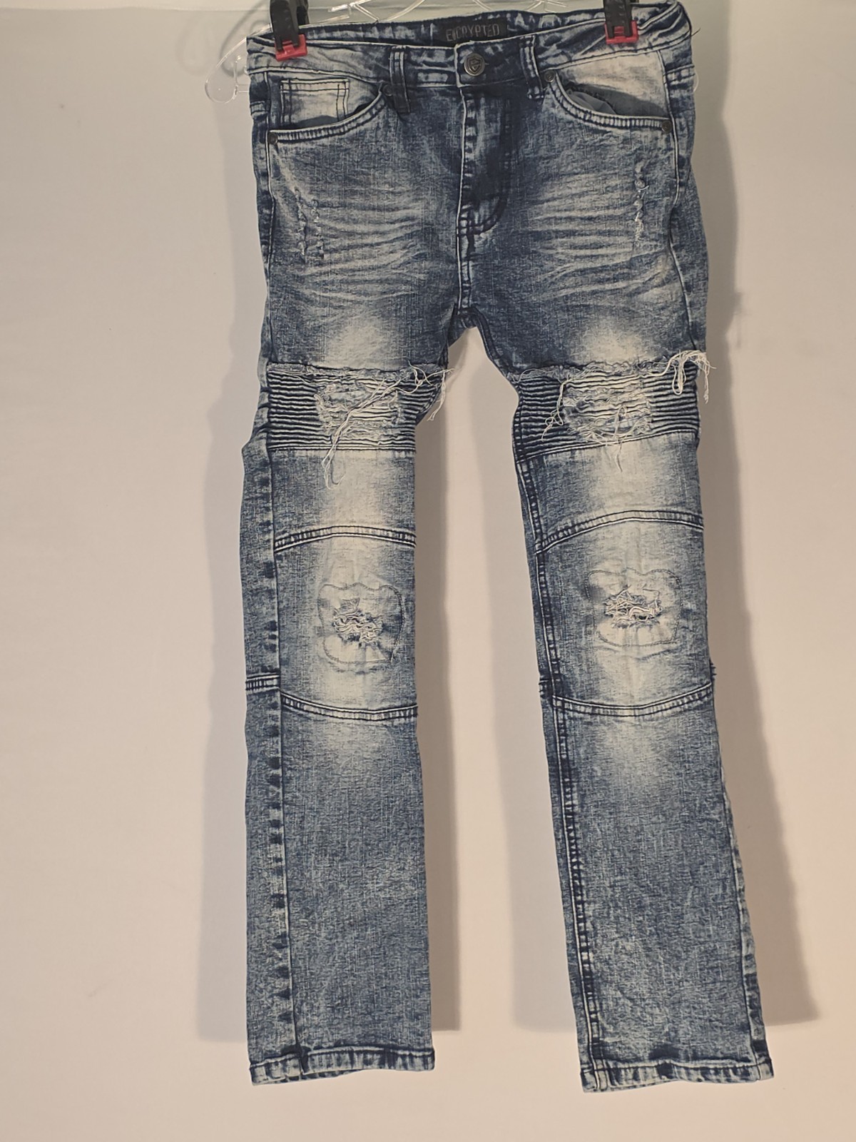 Size 16 Blue Slim Fit Ripped Knees Denim