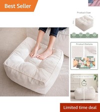 Luxurious Fluffy Pouf Foot Stool - 21.7x21.7 Corduroy Ottoman for Living Room