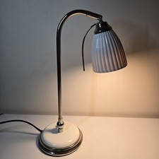 Mid Century Vintage/ Retro Style Desk Lamp White Ribbed Shade Chrome Table Lamp