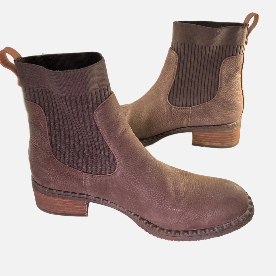 Chelsea Brown Leather Stretch Ankle Boots Pull /Slip On Classic Casual Womens 8M - Image 2 of 4