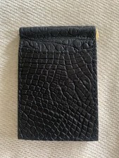 Made in USA Black Matte Genuine Alligator Leather Brass Clip Card Case Exotic